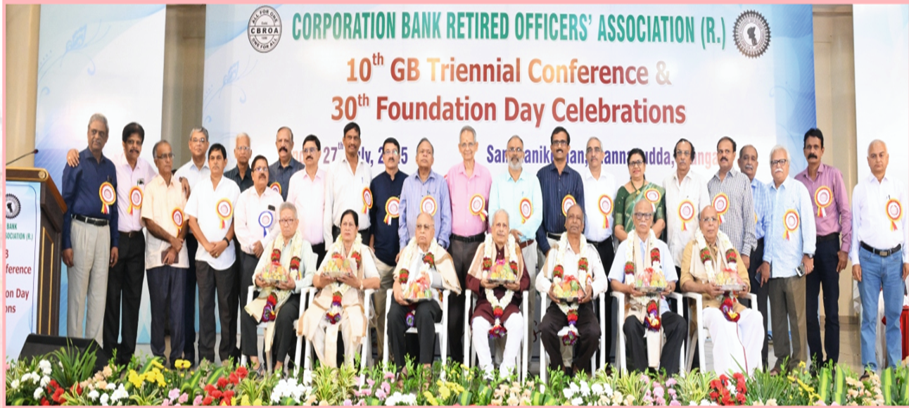 10th Triennial Conference: Office Bearers & Central Committee Members Along with Octogenarian Members After Felicitation